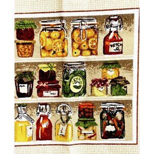 Makower UK Cotton Fabric Country Kitchen Veggie Fruit Jar Flower Fat Square FTSQ